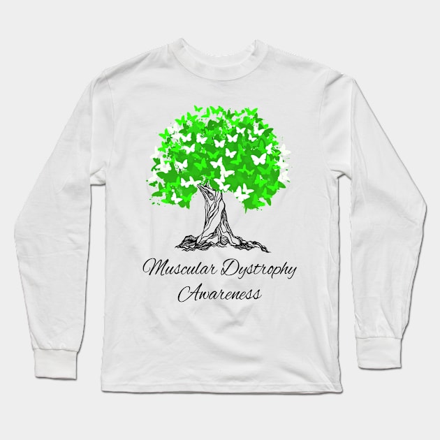 Duchenne Muscular Dystrophy Awareness Warrior Tree Hope Gifts Long Sleeve T-Shirt by MerchAndrey